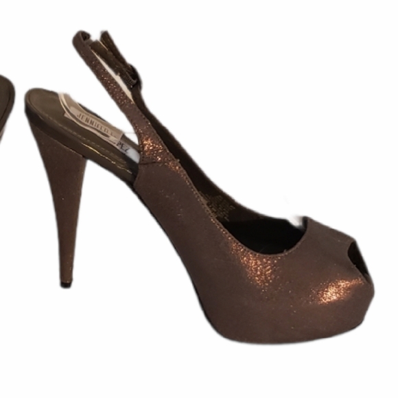 JLo Peep Toe Platform Slingback Sparkling Heels - Picture 2 of 15